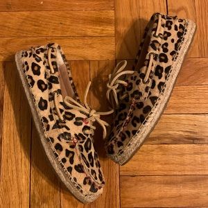 Ugg Leopard Slip On Calf Hair Espadrille Shoe 9